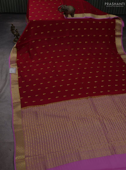 Pure mysore silk saree red and pink with zari woven buttas and zari woven border