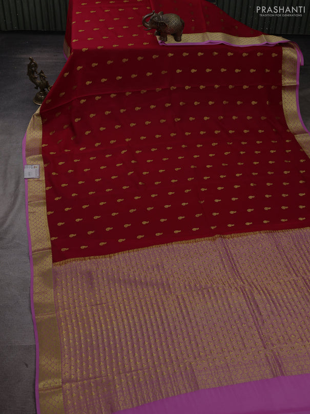 Pure mysore silk saree red and pink with zari woven buttas and zari woven border