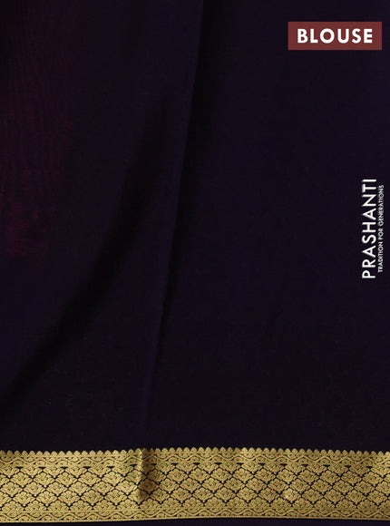 Pure mysore silk saree red and deep violet with zari woven buttas and zari woven border