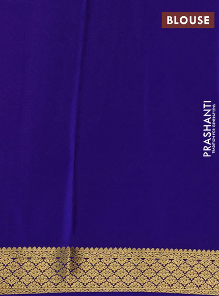 Pure mysore silk saree pink and blue with zari woven buttas and zari woven border