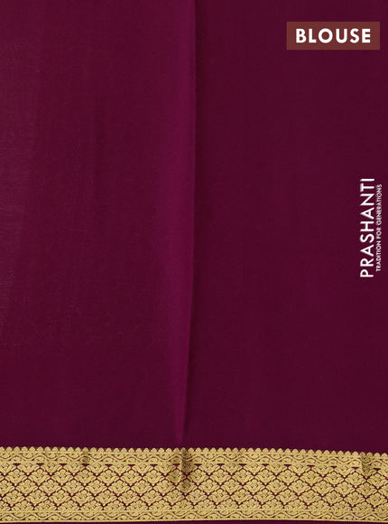 Pure mysore silk saree pista green and magenta pink with zari woven buttas and zari woven border