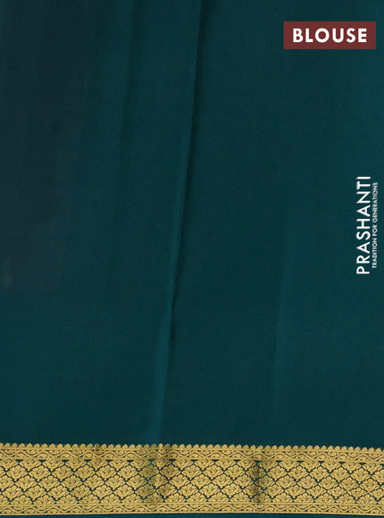 Pure mysore silk saree red and green with zari woven buttas and zari woven border