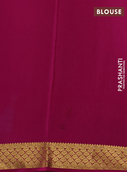 Pure mysore silk saree teal blue and pink with zari woven buttas and zari woven border