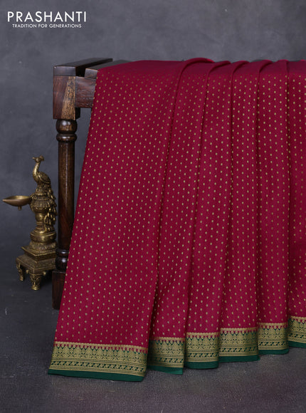 Pure mysore silk saree pink and green with allover zari woven buttas and zari woven border