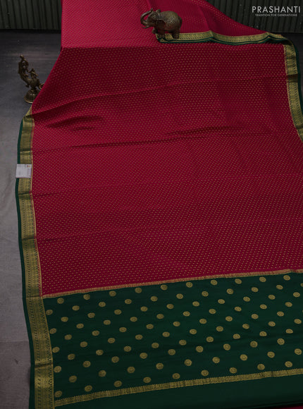 Pure mysore silk saree pink and green with allover zari woven buttas and zari woven border