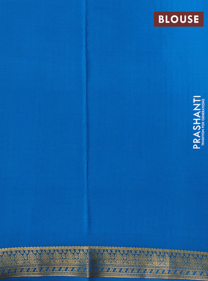 Pure mysore silk saree deep violet and blue with allover zari woven buttas and zari woven border