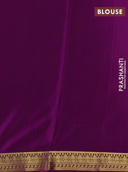 Pure mysore silk saree peach pink and purple with allover zari woven buttas and zari woven border