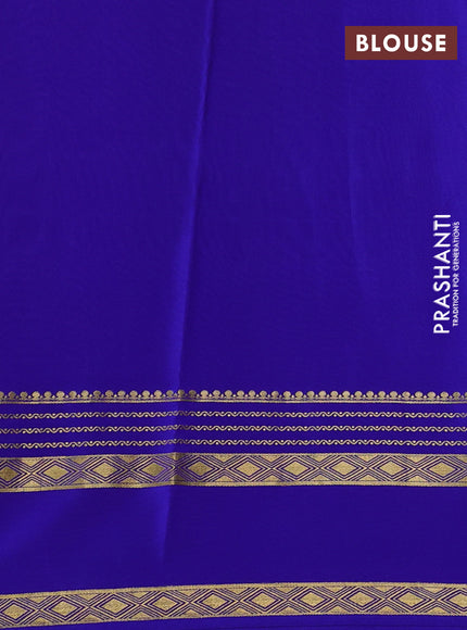 Pure mysore silk saree lavender and blue with allover small zari checks & buttas and rettapet zari woven border