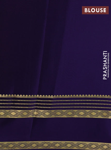 Pure mysore silk saree pink and deep violet with allover small zari checks & buttas and rettapet zari woven border