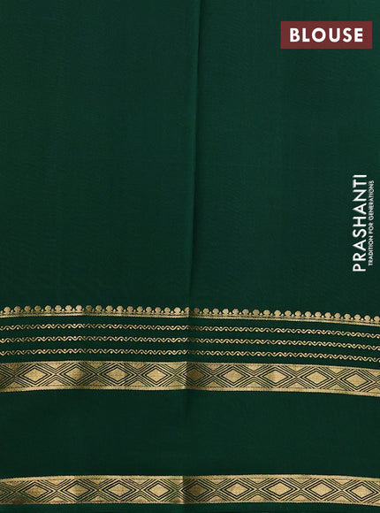 Pure mysore silk saree red and green with allover small zari checks & buttas and rettapet zari woven border