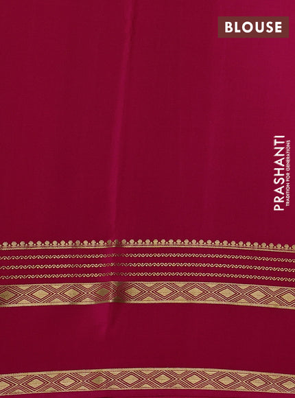 Pure mysore silk saree light green and pink with allover small zari checks & buttas and rettapet zari woven border