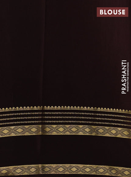 Pure mysore silk saree peach pink and coffee brown with allover small zari checks & buttas and rettapet zari woven border