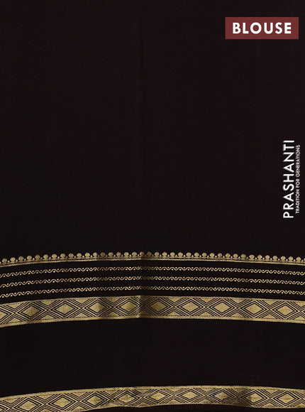 Pure mysore silk saree pista green and coffee brown with allover small zari checks & buttas and rettapet zari woven border