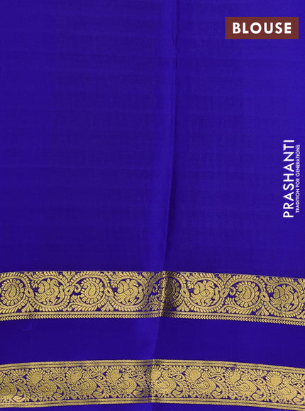 Pure mysore silk saree blue with allover small zari checks & buttas and rettapet zari woven border