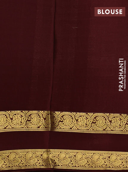 Pure mysore silk saree deep maroon with allover small zari checks & buttas and rettapet zari woven border