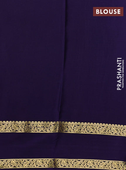 Pure mysore silk saree teal blue and navy blue with allover small zari checked pattern and rettapet zari woven border