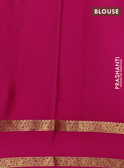 Pure mysore silk saree light green and pink with allover small zari checks & buttas and rettapet zari woven border