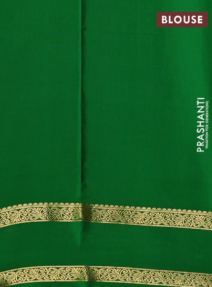 Pure mysore silk saree maroon and green with allover small zari checks & buttas and rettapet zari woven border