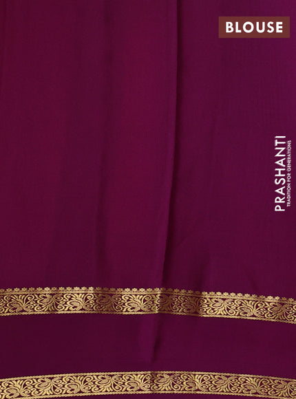 Pure mysore silk saree peach pink and purple with allover small zari checks & buttas and rettapet zari woven border
