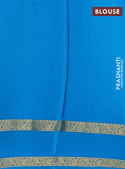 Pure mysore silk saree purple and blue with allover small zari checks & buttas and rettapet zari woven border