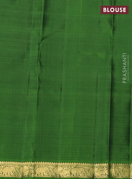 Pure kanchipuram silk saree purple and green with zari woven buttas and annam & elephant zari woven border