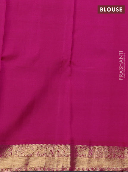 Pure kanchipuram silk saree magenta pink with allover zari checks & buttas and rich zari woven border