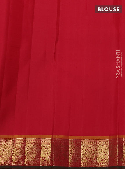 Pure kanchipuram silk saree cream and red with zari woven buttas and zari woven korvai border