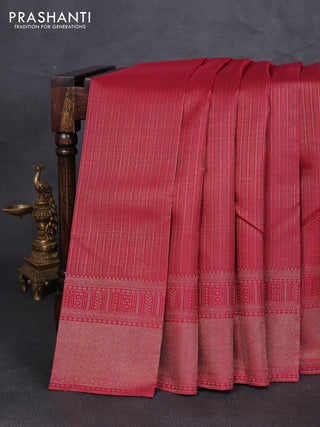 Pure kanchipuram silk saree maroon with allover zari woven brovade weaves and rich zari woven border