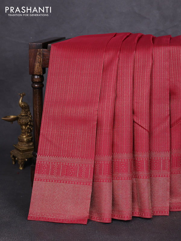 Pure kanchipuram silk saree maroon with allover zari woven brovade weaves and rich zari woven border