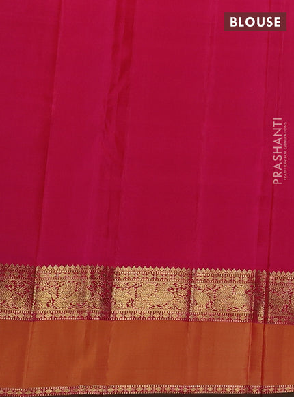 Pure kanchipuram silk saree cream and pink with zari woven buttas and rettapet zari woven korvai border