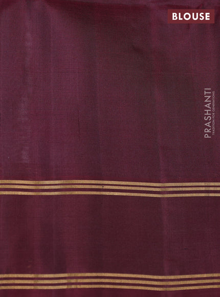 Pure soft silk saree grey and wine shade with zari woven buttas and rettapet zari woven border
