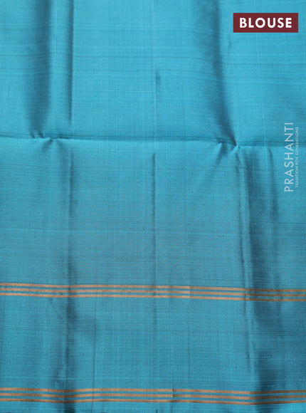 Pure soft silk saree violet and teal blue with zari woven buttas and rettapet zari woven border