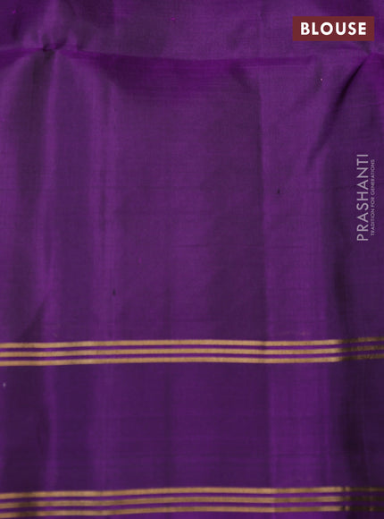Pure soft silk saree deep maroon and violet with zari woven buttas and rettapet zari woven border