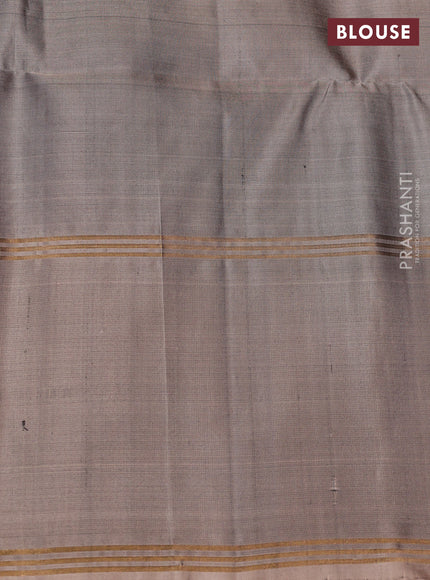 Pure soft silk saree violet and chikku shade with zari woven buttas and rettapet zari woven border