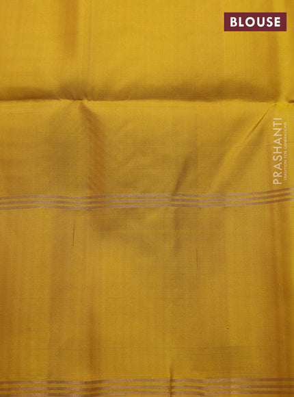 Pure soft silk saree beige and yellow with zari woven buttas and rettapet zari woven border