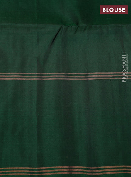 Pure soft silk saree grey and bottle green with zari woven buttas and rettapet zari woven border