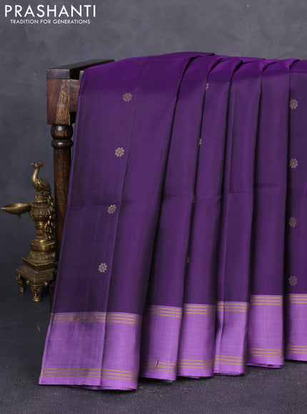 Pure soft silk saree violet and lavender with zari woven buttas and rettapet zari woven border