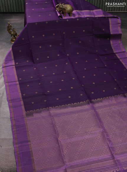 Pure soft silk saree violet and lavender with zari woven buttas and rettapet zari woven border