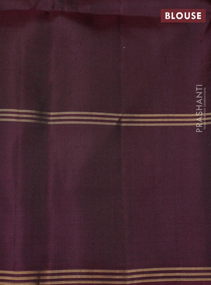 Pure soft silk saree dark mustard and deep wine with zari woven buttas and rettapet zari woven border