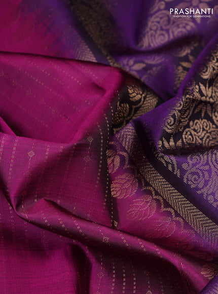 Pure soft silk saree magenta pink and violet with allover zari weaves  and rettapet zari woven border