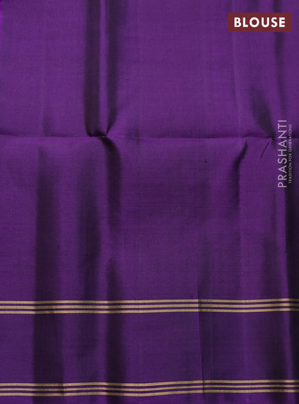 Pure soft silk saree rustic orange and violet with allover zari weaves  and rettapet zari woven border