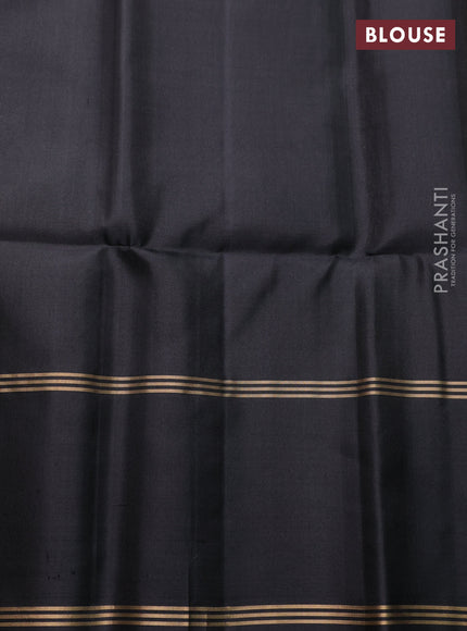 Pure soft silk saree mustard green and black with allover zari weaves  and rettapet zari woven border
