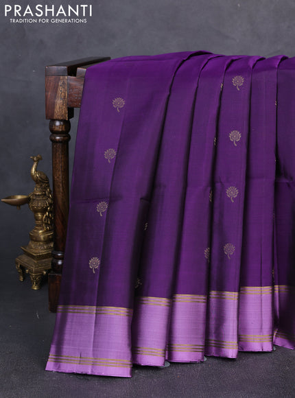 Pure soft silk saree violet and purple with zari woven buttas and rettapetzari woven border