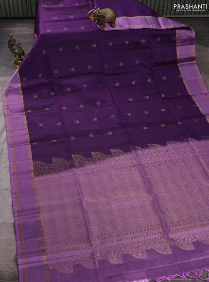 Pure soft silk saree violet and purple with zari woven buttas and rettapetzari woven border