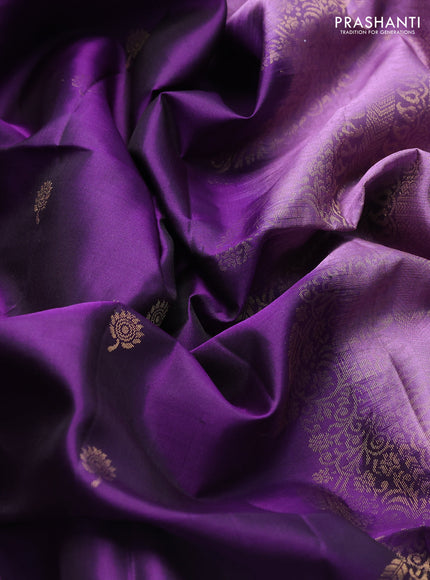 Pure soft silk saree violet and purple with zari woven buttas and rettapetzari woven border