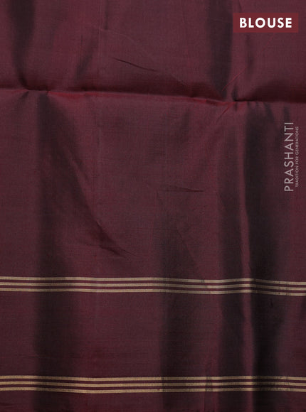 Pure soft silk saree rustic orange and deep maroon with zari woven buttas and rettapet zari woven border