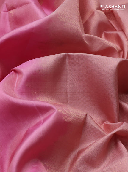 Pure soft silk saree peach pink and peach shade with zari woven buttas and long rettapet zari woven border