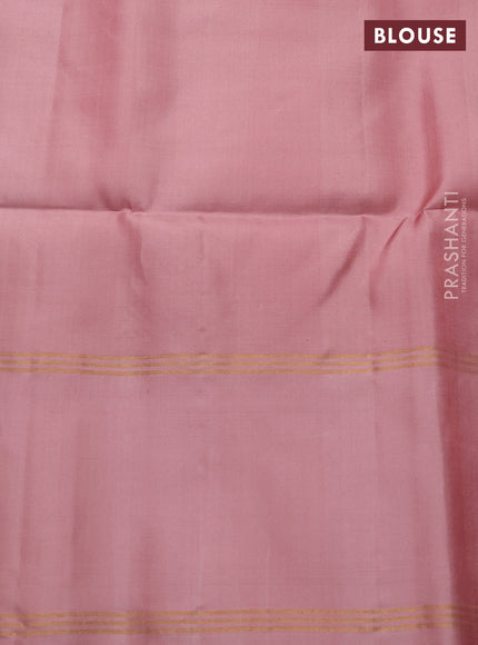 Pure soft silk saree peach pink and peach shade with zari woven buttas and long rettapet zari woven border