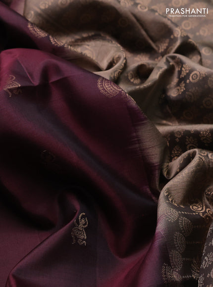 Pure soft silk saree coffee brown and chikku shade with zari woven buttas and rettapet zari woven border