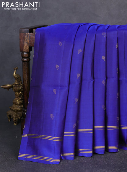 Pure soft silk saree royal blue with zari woven buttas and rettapet zari woven border